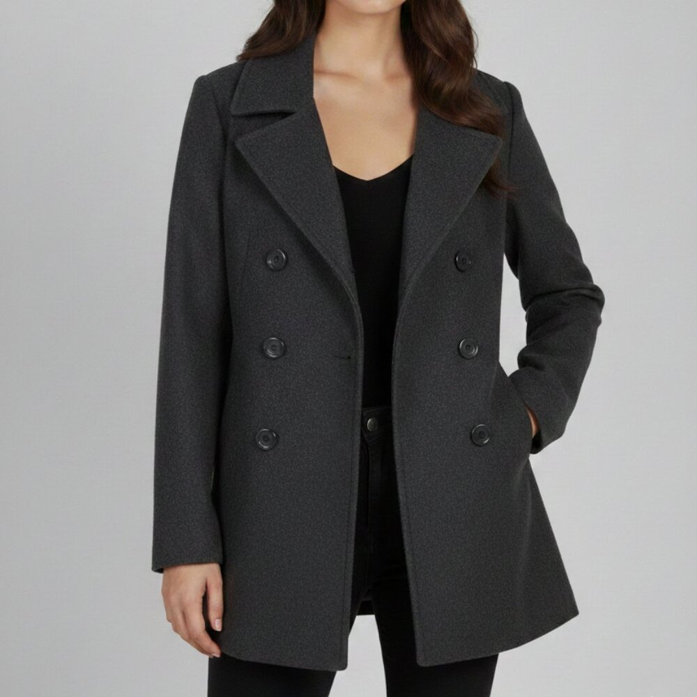 NEW Ambiance Apparel Charcoal Gray Women's Peacoat - Size Medium - Picture 2 of 7